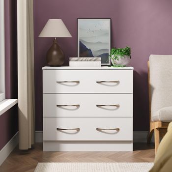 Avon White 3 Drawer Small Chest