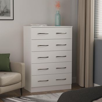 Avon White 5 Drawer Chest