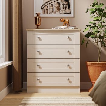 Sussex Cashmere and Oak 4 Drawer Chest