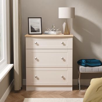 Sussex Cashmere and Oak 3 Drawer Deep Chest