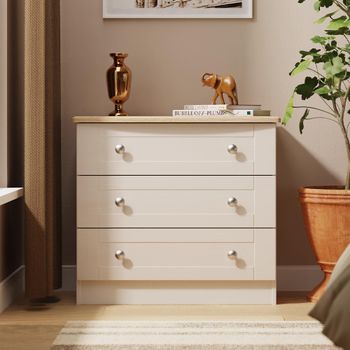 Sussex Cashmere and Oak 3 Drawer Small Chest