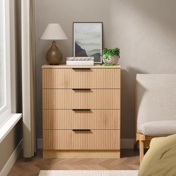 Java Fluted Effect Natural and Nebraska 4 Drawer Chest