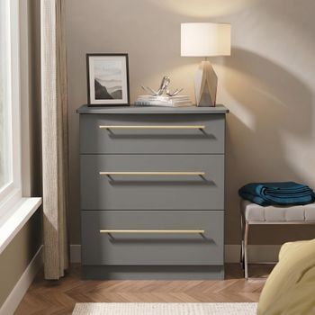 Haworth Grey 3 Drawer Small Chest