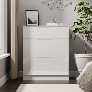 Milan White Gloss 3 Drawer Deep Chest