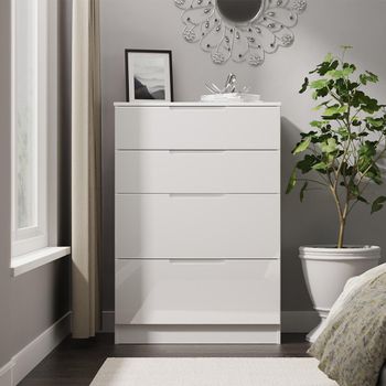 Milan White Gloss 4 Drawer Deep Chest