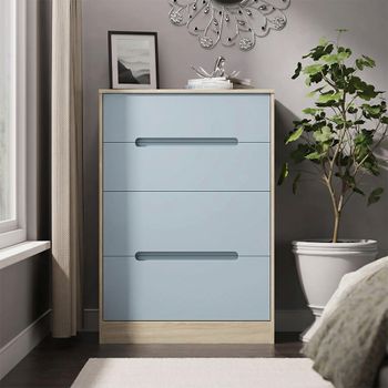 Monaco Denim and Oak 4 Drawer Deep Chest