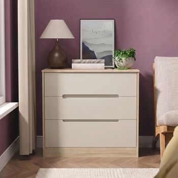 Monaco Cashmere and Oak 3 Drawer Deep Chest