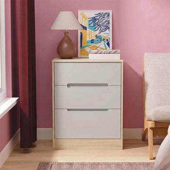 Monaco Cashmere and Oak 3 Drawer Deep Midi Chest