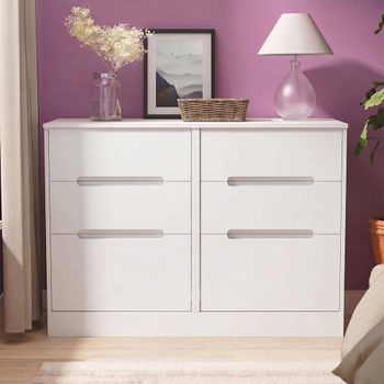 Monaco White 6 Drawer Midi Chest