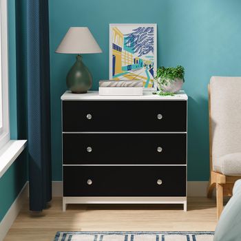 Yarmouth Black Matt and White Matt 3 Drawer Chest