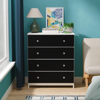 Yarmouth Black Matt and White Matt 4 Drawer Chest