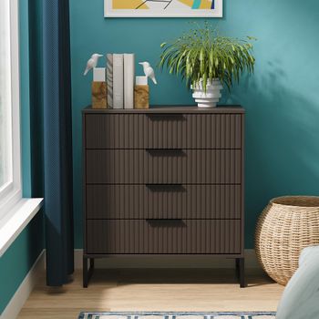 Fluted Graphite 4 Drawer Chest