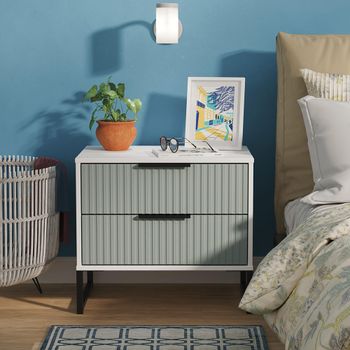 Fluted Duck and White Matt 2 Drawer Midi Chest