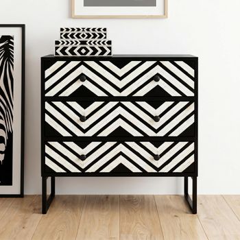 Fusion Black Bone Inlay 3 Drawer Chest