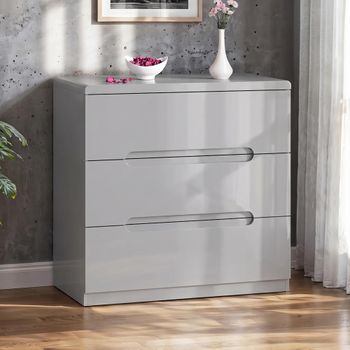 Manhattan Grey High Gloss 3 Drawer Chest