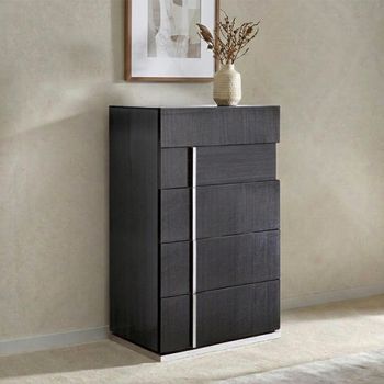 Montecarlo Italian Grey Koto High Gloss Narrow 5 Drawer Chest