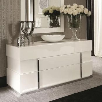 Canova Italian White Gloss 2 Drawer Wide Dresser