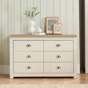Highgate Cream Painted 6 Drawer Wide Chest