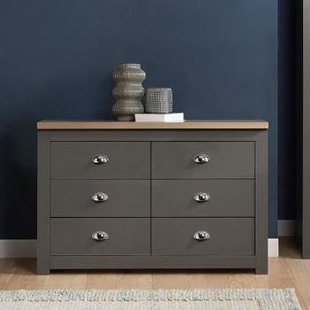 Highgate Dark Grey Painted 6 Drawer Wide Chest