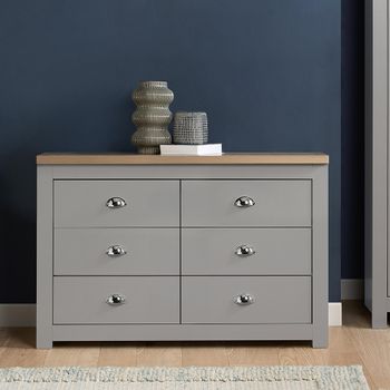 Highgate Grey Painted 6 Drawer Wide Chest