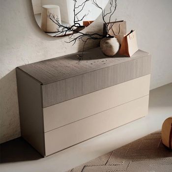 Essenza Italian Fluted Urban Velvet and Tabacco 3 Drawer Chest