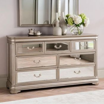 Jessica 3+4 Drawer Champagne Mirrored Dressing Chest