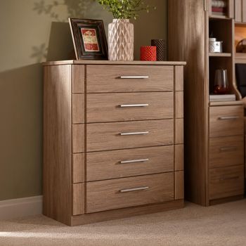 Luxor 3+4 Rustic Oak 5 Drawer Chest