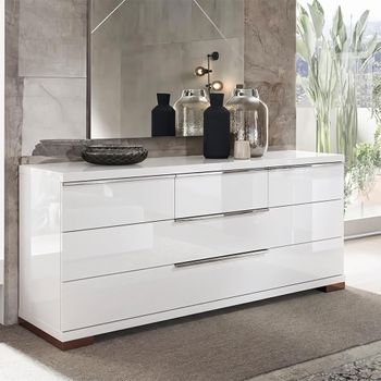 Asti Italian White Gloss 3 Drawer Wide Dresser