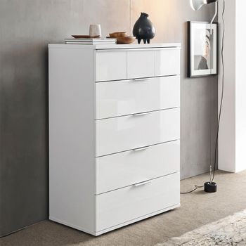 Asti Italian White Gloss 5 Drawer Chest