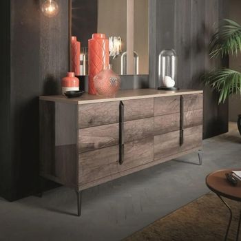 Matera Italian Wood Grain 6 Drawer Wide Dresser