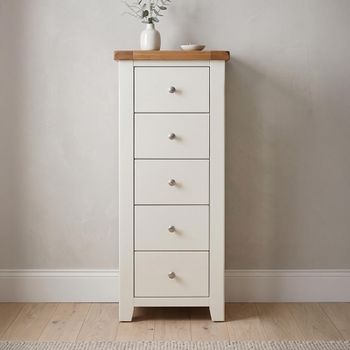 Melbourne White Painted 5 Drawer Tall Chest