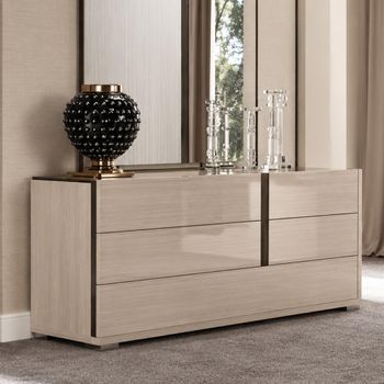 Teodora Italian Cream Gloss 5 Drawer Wide Dresser