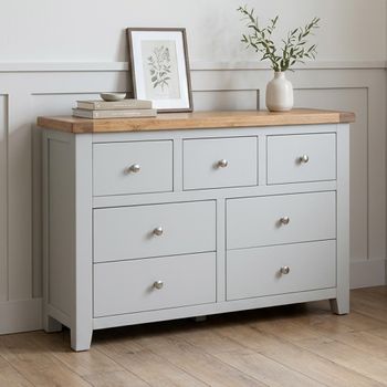 Melbourne French Grey Painted 7 Drawer Wide Chest