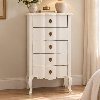 Loire White 5 Drawer Wide Chest