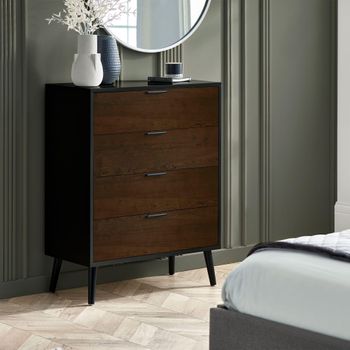 Alba Black and Walnut 4 Drawer Chest