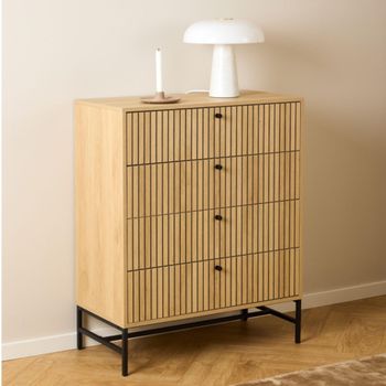 Albany Oak Ribbed 4 Drawer Chest