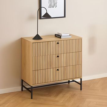 Albany Ribbed Oak 3 Drawer Chest