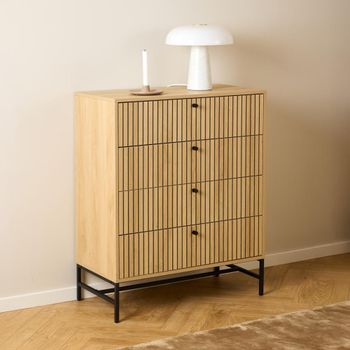 Albany Ribbed Oak 4 Drawer Chest