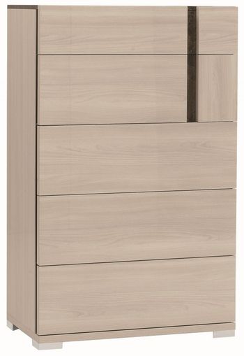 Teodora Italian Cream Gloss 5 Drawer Tall Chest
