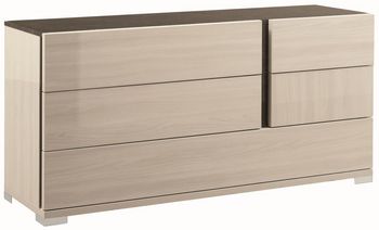 Teodora Italian Cream Gloss 5 Drawer Wide Dresser