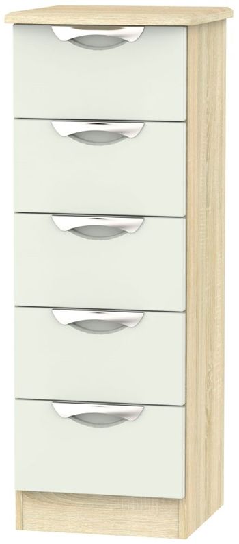 Camden Cashmere and Oak 5 Drawer Narrow Chest