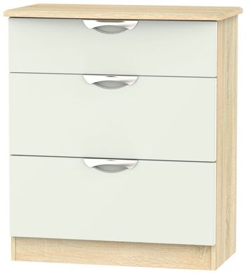 Camden Cashmere Gloss and Oak 3 Drawer Deep Chest
