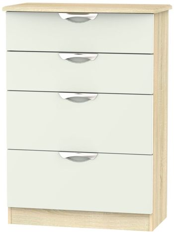 Camden Cashmere Gloss and Oak 4 Drawer Deep Chest