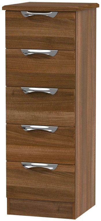 Camden Walnut Narrow 5 Drawer Chest