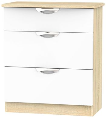 Camden White Gloss and Oak 3 Drawer Deep Chest