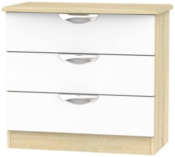 Camden White Gloss and Oak 3 Drawer Small Chest