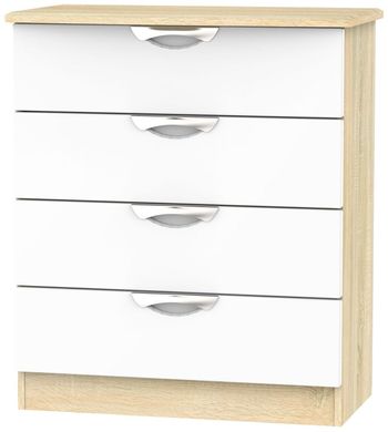 Camden White Gloss and Oak 4 Drawer Chest