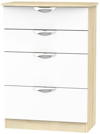 Camden White Gloss and Oak 4 Drawer Deep Chest