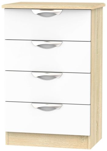 Camden White Gloss and Oak 4 Drawer Midi Chest