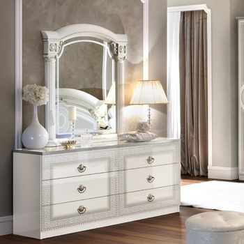 Aida Italian White 6 Drawer Double Dresser